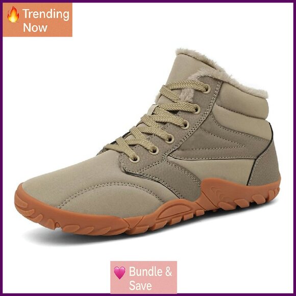 Winter Hiking Boots Wide Toe Box Waterproof Snow Boots Zero Drop Sole - Picture 1 of 7